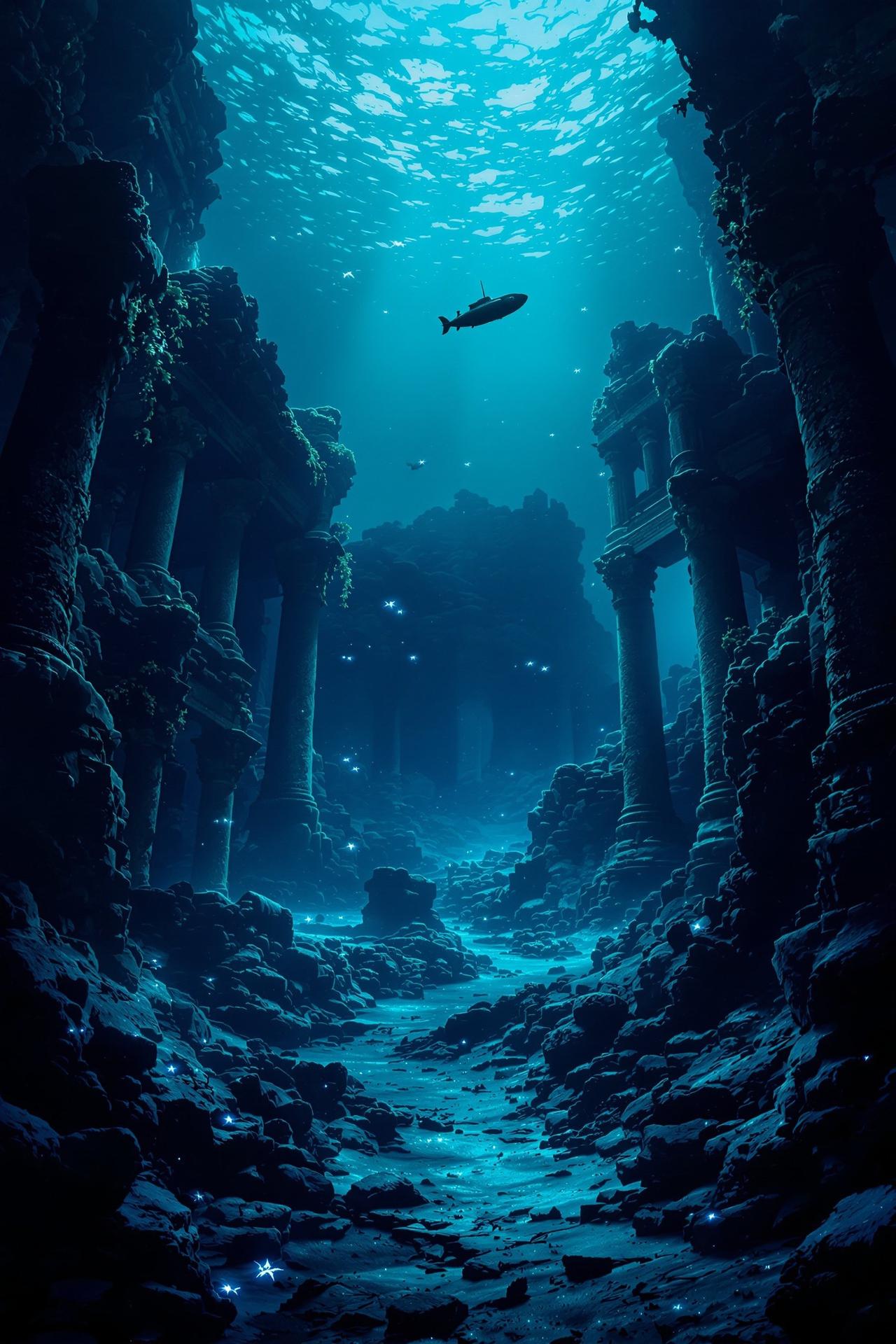 深海秘境背景海报